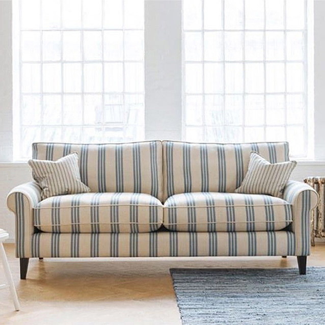 Waverley 3 Seater Sofa in Cloth 18 Bengal Stripe Indigo